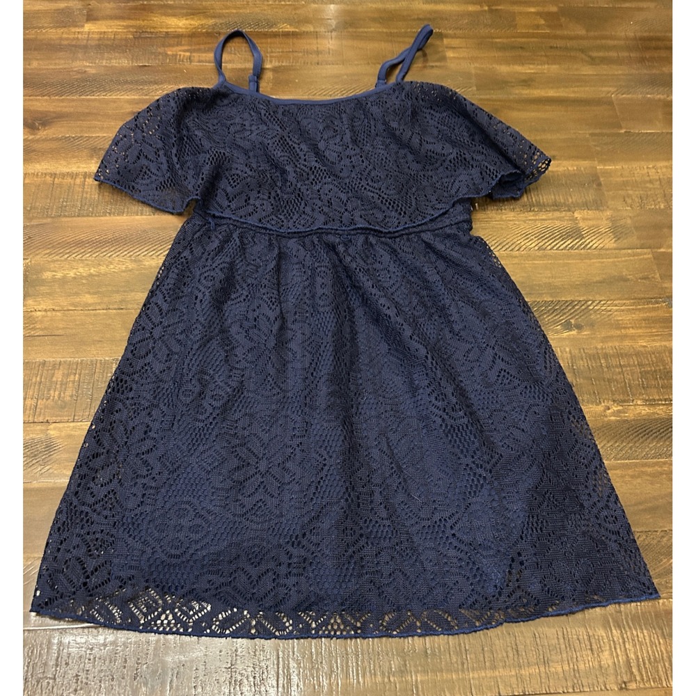 Bailey Blue Lace Cold Shoulder Dress Small Navy Blue